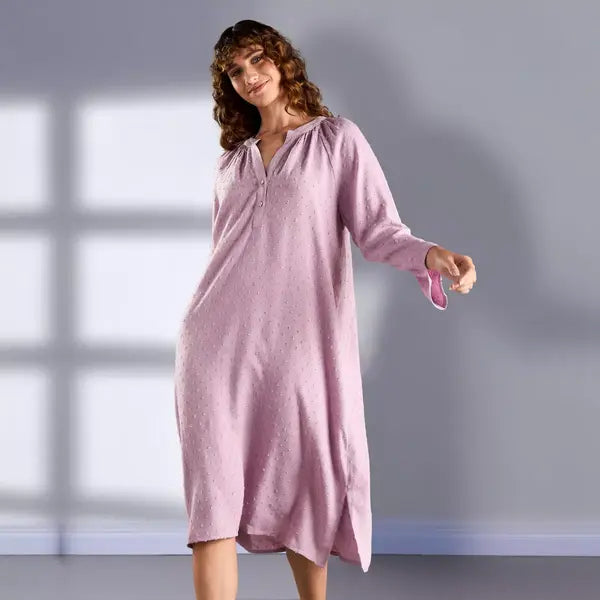 Max fashion Dobby Textured Viscose Night Dress purple