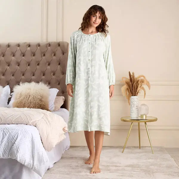 Max fashion All-Over Stencil Floral Print Night Dress green