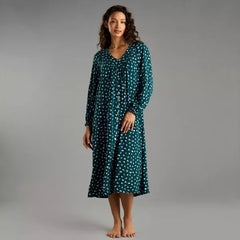 Max fashion All-Over Floral Print V-neck Night Dress green
