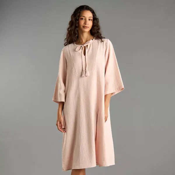 Max fashion Floral Embroidered Cotton Night Dress orange