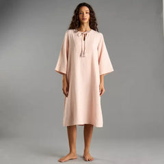 Max fashion Floral Embroidered Cotton Night Dress orange