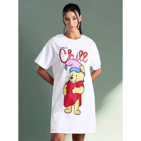 MAX FASHION Winnie The Pooh Print Sleepshirt-Cream
