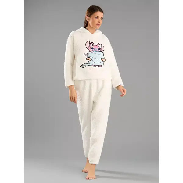 MAX FASHION Angel Detail Pyjama Set-Cream