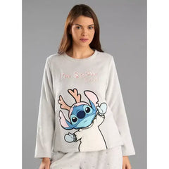 Stitch Print Pyjama Set-Gray