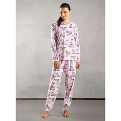 MAX FASHION All-Over Snoopy Print Pyjama Set-Pink