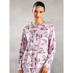 MAX FASHION All-Over Snoopy Print Pyjama Set-Pink
