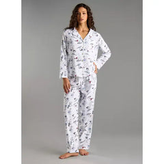 MAX FASHION All-Over Snoopy Print Pyjama Set-WHite