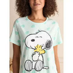 MAX FASHION Snoopy Print Cotton Pyjama Set-Green