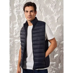 Plain Sleeveless Puffer Jacket with Zip Closure - Blue