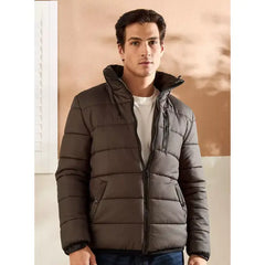 Quilted Puffer Jacket with Zip Detail - Green