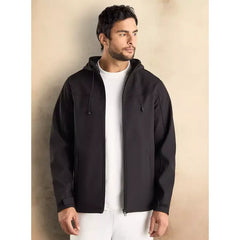 Plain Zip Through Hoodie - Black