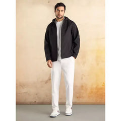 Plain Zip Through Hoodie - Black