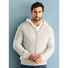 Cable Textured Sherpa Lined Sweater White