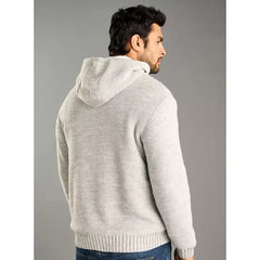 Cable Textured Sherpa Lined Sweater White