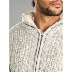 Cable Textured Sherpa Lined Sweater White