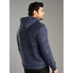 Cable Textured Sherpa Lined Sweater Blue