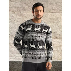All-Over Reindeer Fair Isle Sweater Black