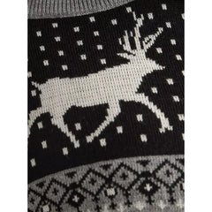 All-Over Reindeer Fair Isle Sweater Black