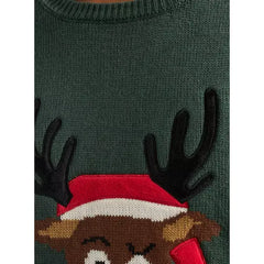 Reindeer Detail Sweater Green