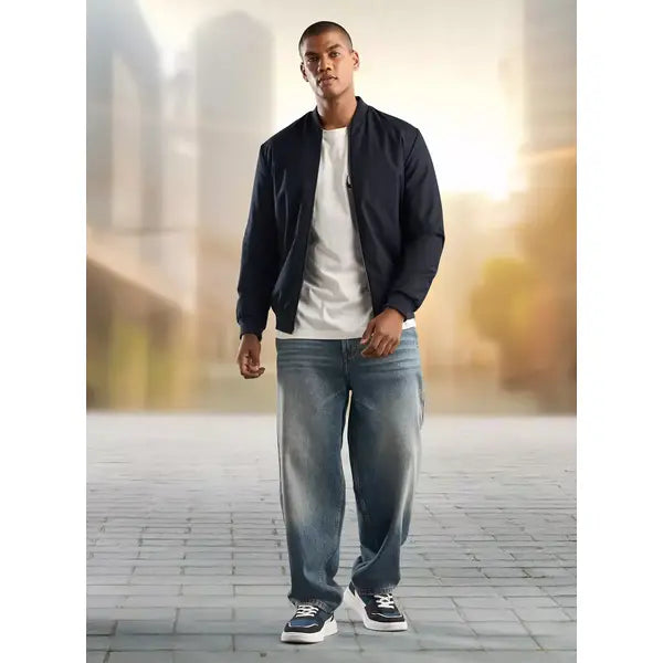Plain Bomber Jacket - Blue