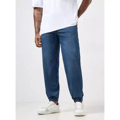 MAX FASHION Plain Stretchable Jogger Jeans-Blue
