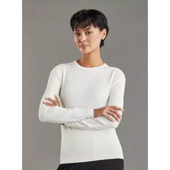 Ribbed Jumper with Crew Neck and Long Sleeves White
