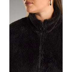 MAX FASHION Textured High Neck Zip Through Jacket with Pockets-Black