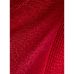 Textured Longline Sleeveless Sweater with High Neck Red