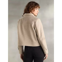 MAX FASHION Plain Zip Through Crop Jacket-Brown