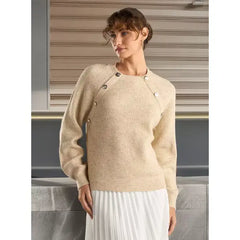 Textured Raglan Sleeves Sweater brown
