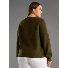 Textured Raglan Sleeves Sweater Green