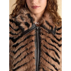 MAX FASHION Chevron Printed Sherpa Jacket-Multicolour