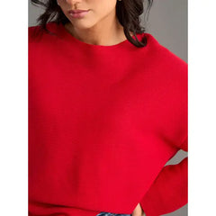 Textured Crew Neck Sweater Red