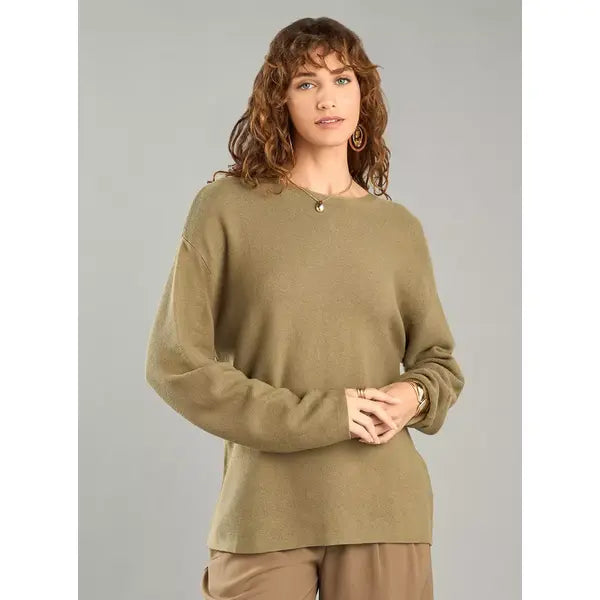 Textured Crew Neck Sweater Green