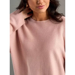 Textured Crew Neck Sweater Pink