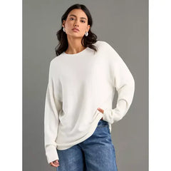 Textured Crew Neck Sweater White