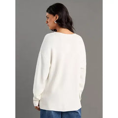 Textured Crew Neck Sweater White