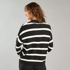 Striped Collared Jumper black