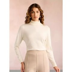 Plain Turtle Neck Jumper with Long Sleeves White