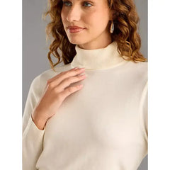 Plain Turtle Neck Jumper with Long Sleeves White