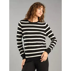 Striped Sweater with Button Accent