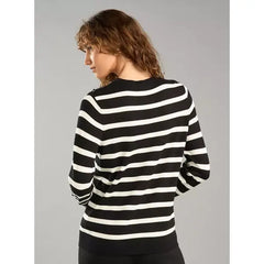 Striped Sweater with Button Accent