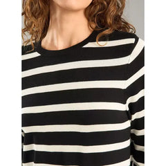 Striped Sweater with Button Accent