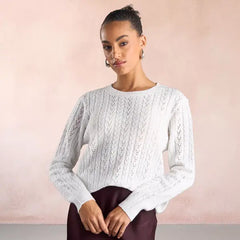 Lurex Textured Sweater white