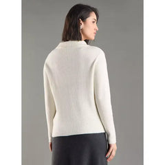 Textured Jumper with Zip Detail White