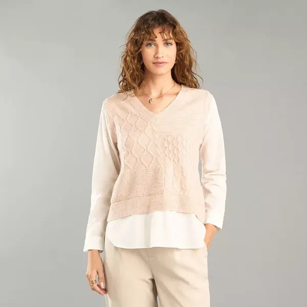 Textured Twofer Sweater brown