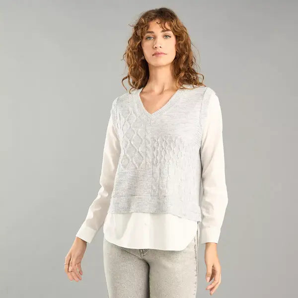 Textured Twofer Sweater gray
