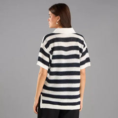 Striped Collared Sweater Multicolour