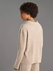 Textured Collared Jumper with Long Sleeves Brown