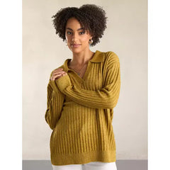 Textured Collared Jumper with Long Sleeves Yellow